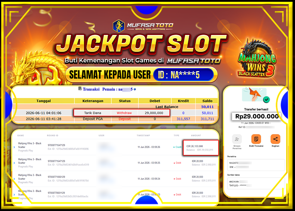 MUFASATOTO JACKPOT PRAGMATIC PLAY Rp 29.000.000|LUNAS